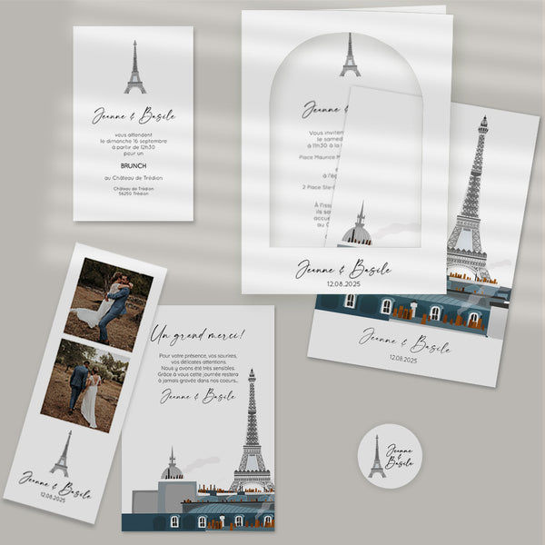 Hochzeitseinladungsprogramm Dach von Paris