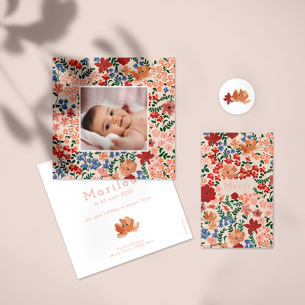 Birth announcement my first flowers