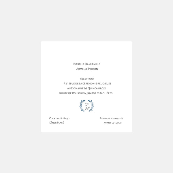 Classic Laurier wedding invitation card