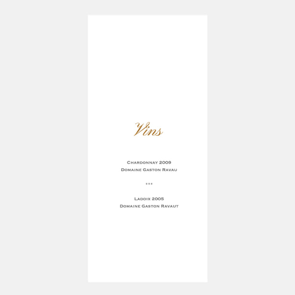 Menu de Mariage Carré Chic