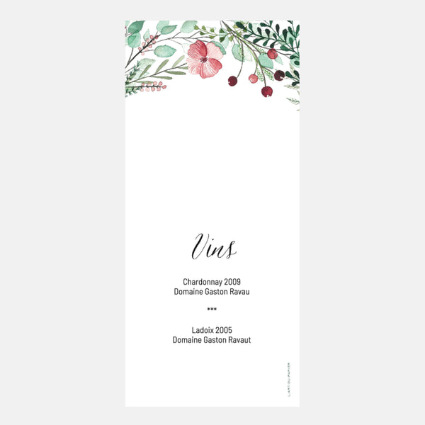 Blumen-botanisches Hochzeitsmenü