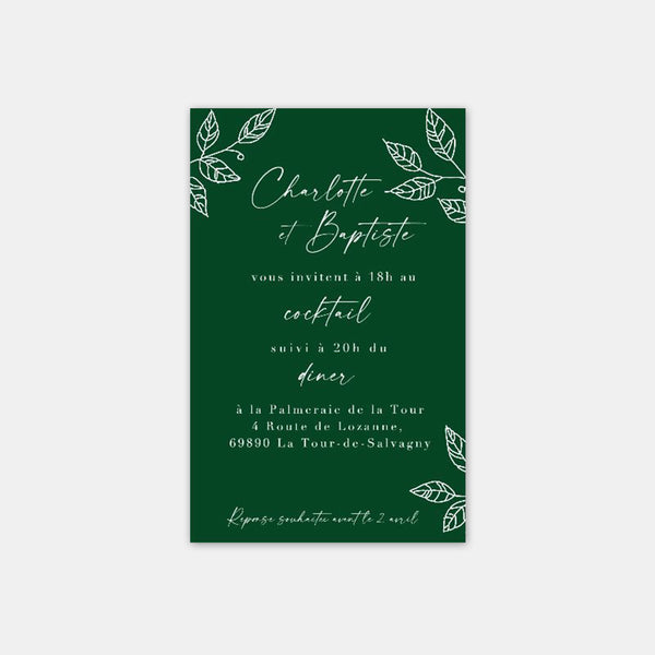 Hochzeitseinladungskarte mit Blattwerk