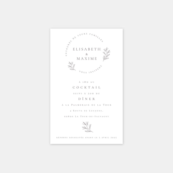 Schicke Natur-Hochzeitseinladungskarte