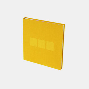 Fotoalbum 25x24, gelbe Leinwand, cremefarbene Innenseite