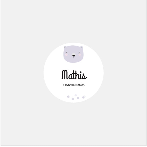Stickers personnalisés naissance ours polaire - 48ex