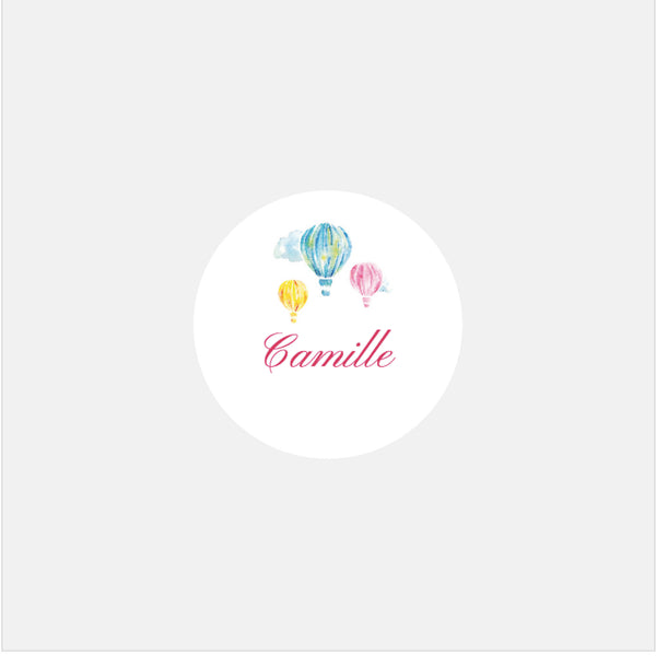 Stickers personnalisés naissance clasique montgolfière - 48ex