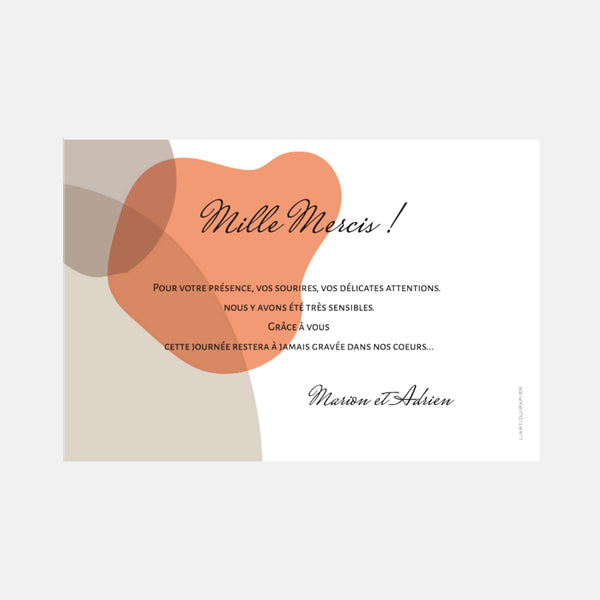 Wedding thank you card with terracotta photo