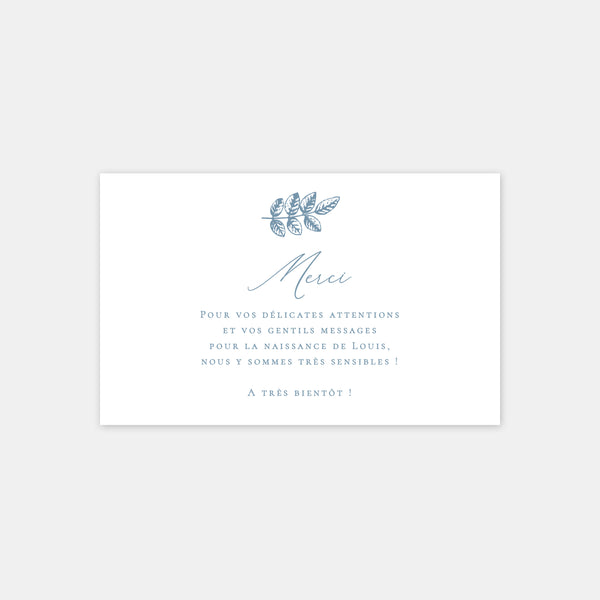 Birth thank you card Toile de jouy