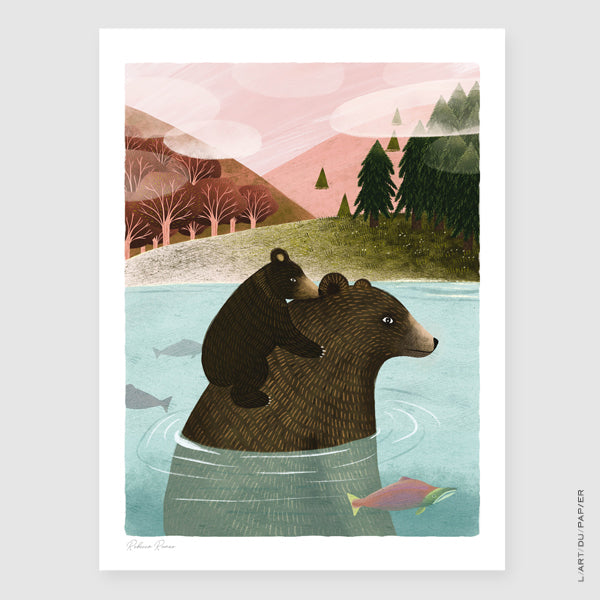 Mama Bear illustration poster - Rebecca Romeo