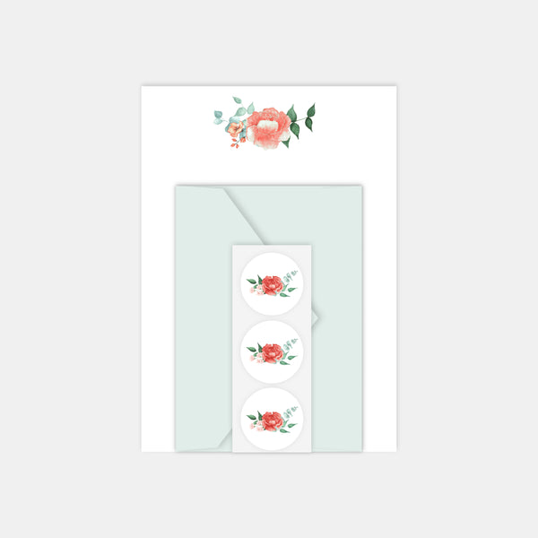 Set de papiers à lettre - Fleurs aquarelles