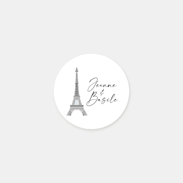 Personalisierte Pariser Dach-Hochzeitsaufkleber – 48ex