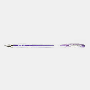 Stylo encre gel metal paillette pointe fine violet uniball